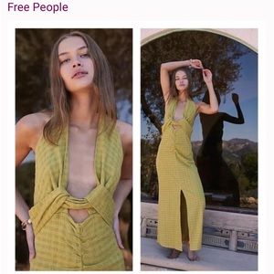 Free People NWT Endless Summer Nya Olive Green Cut Out Maxi Dress